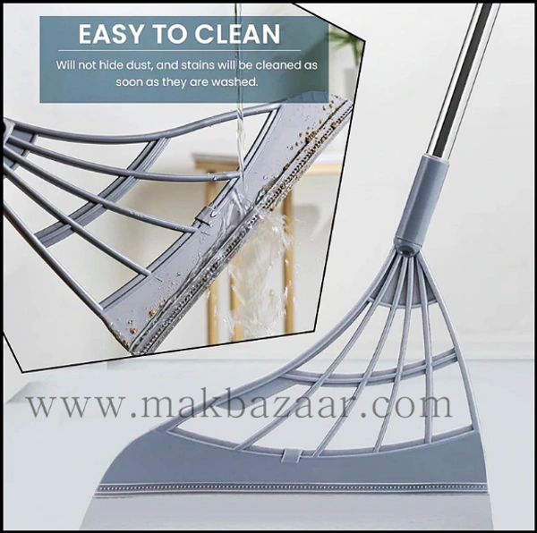 Multifunction Magic Broom, 2-in-1 Universal Wiping Sweeper Durable Eco-Friendly TPR Broom with Scraper, Bathroom Wiper Wet and Dry Broom is Used for Tiles, Glass, Wiper, Hardwood Floor... (Multi Color